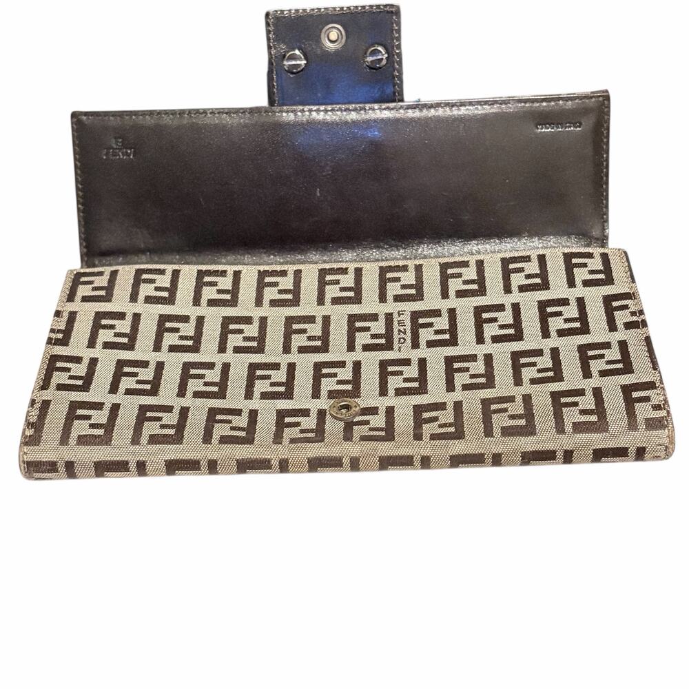 Fendi Zucca Canvas Leather Bifold Wallet | Brown FF Monogram - Picture 5 of 11